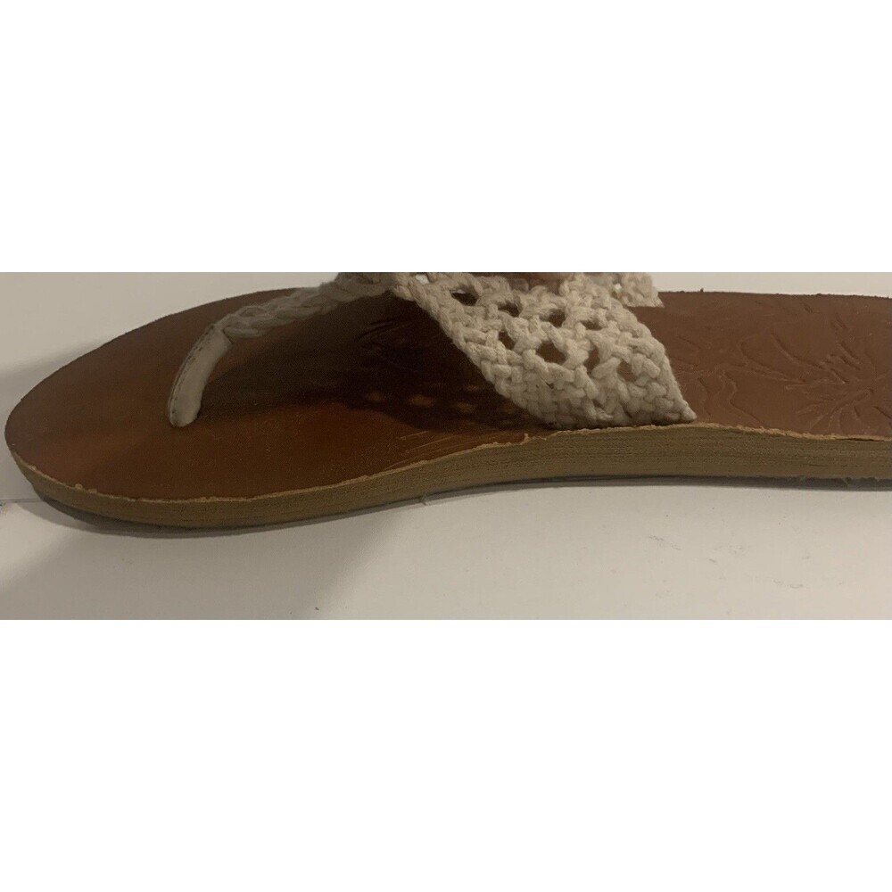 T-strap Sandals Thongs Flip Flop Flats Ivory White Macrame Womens Sz 9 - Picture 15 of 16